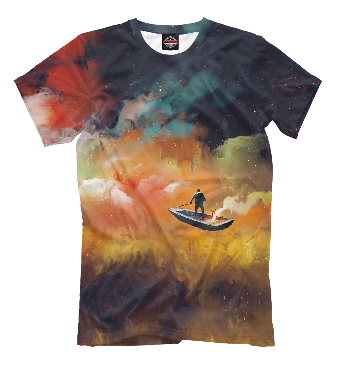 

Человек на лодке в космосе