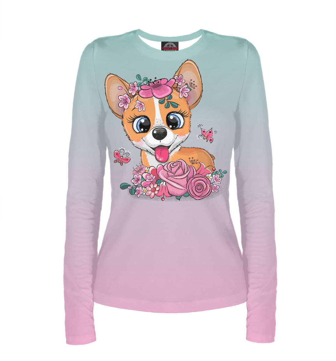 

Милый корги в цветах