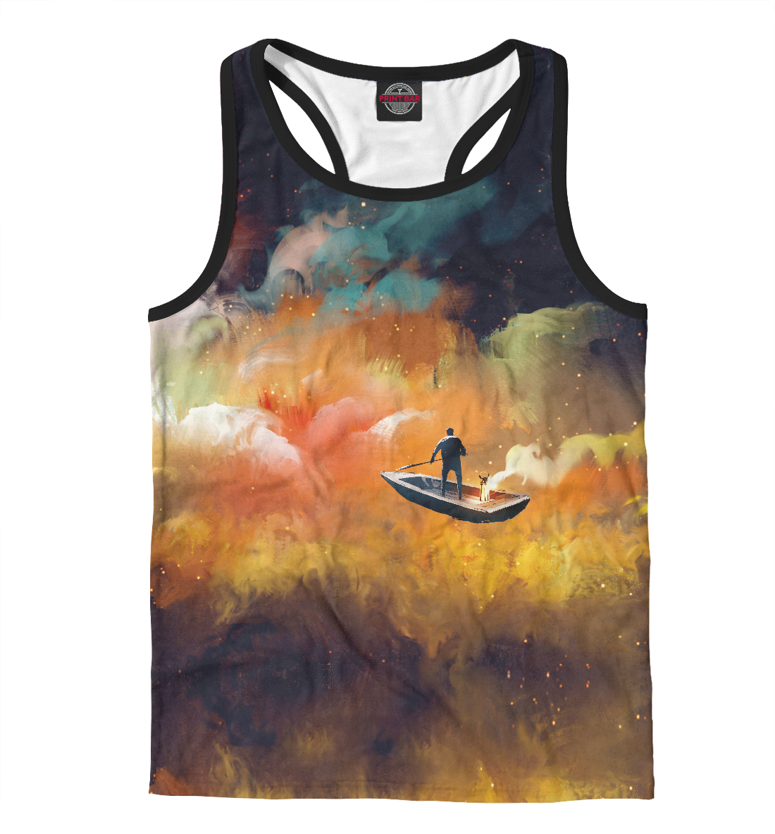 

Человек на лодке в космосе