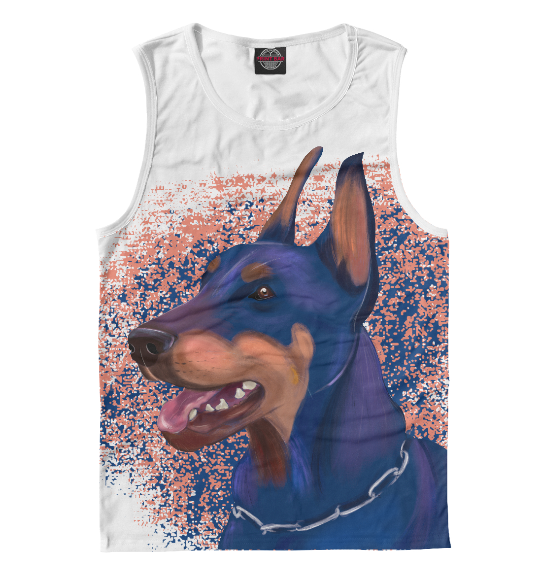 

Доберман на цветном фоне