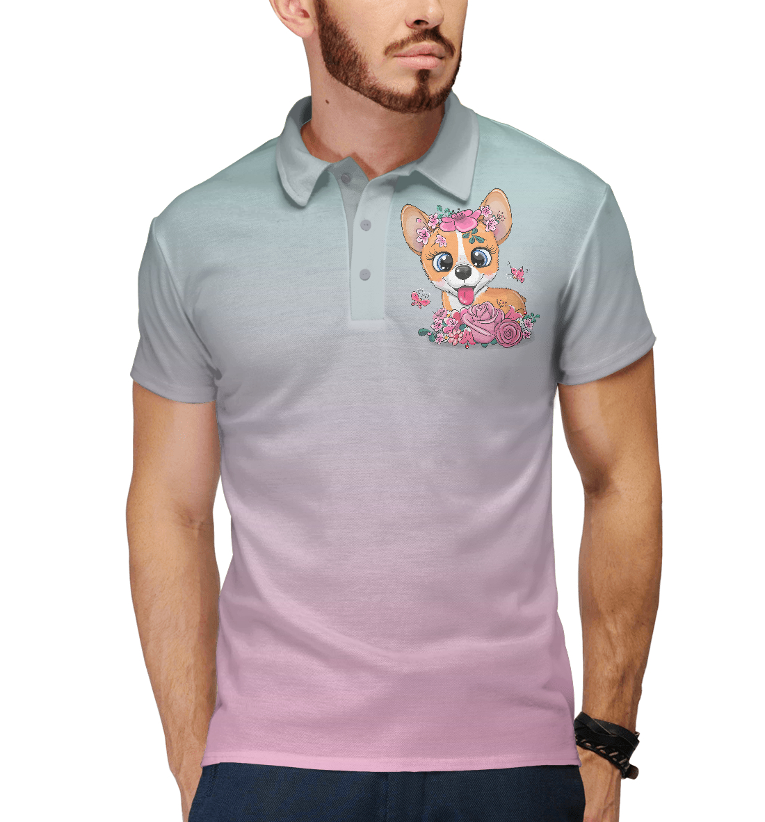 

Милый корги в цветах