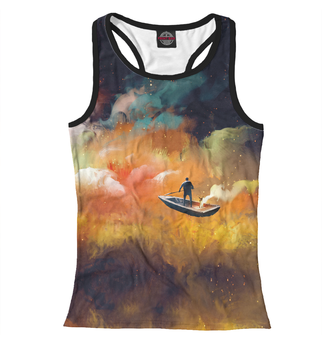 

Человек на лодке в космосе