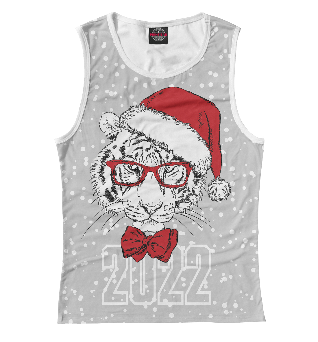 

Белый тигр в шапке Санты