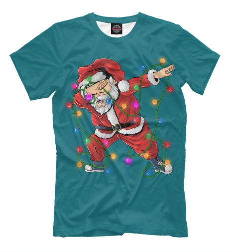

Мужская футболка Санта Клаус и гирлянда