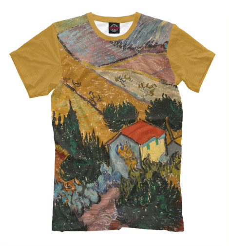 

Мужская футболка Винсент ван Гог. Пейзаж с домом и пахарь