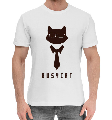 

Мужская хлопковая футболка Занятой Кот