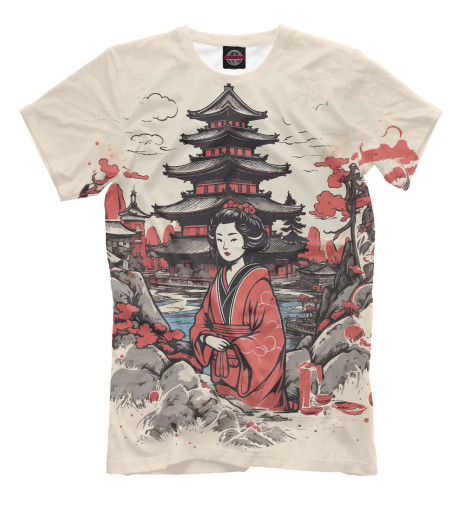 

Мужская футболка Гейша на реке