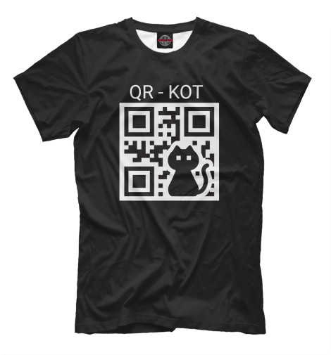 

Мужская футболка QR - КОТ black