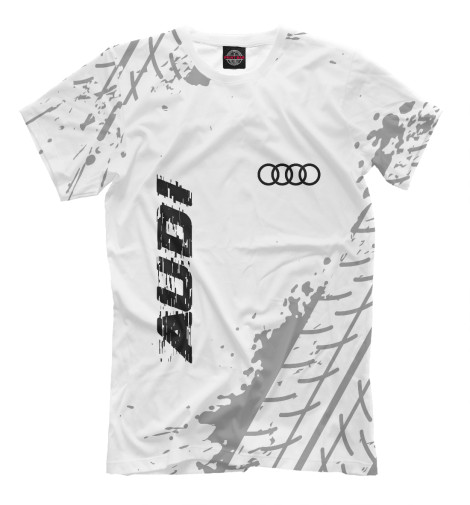 

Мужская футболка Audi Speed Tires на белом (следы шин)
