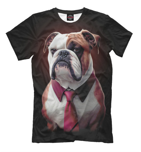 

Мужская футболка Английский бульдог в красном галстуке