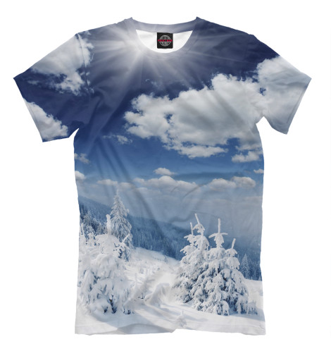Мужская футболка Зимний лес, Пейзаж  - купить