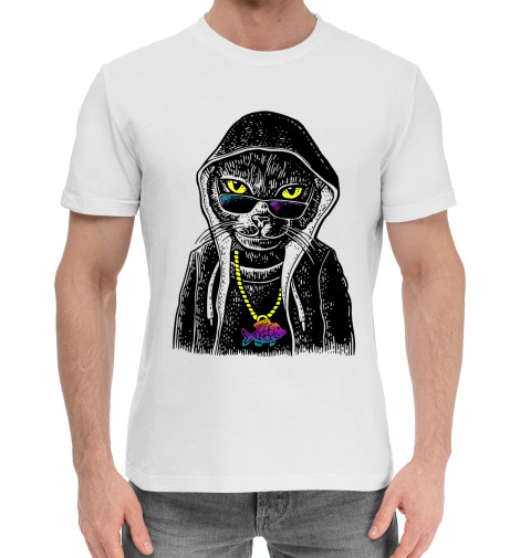 

Мужская хлопковая футболка Кот гангстер