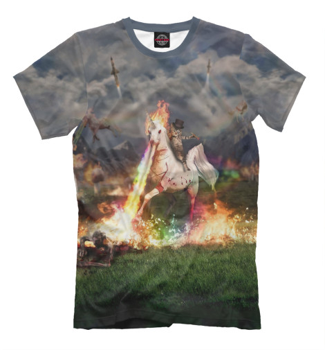 

Мужская футболка Кот-агрессор на единороге