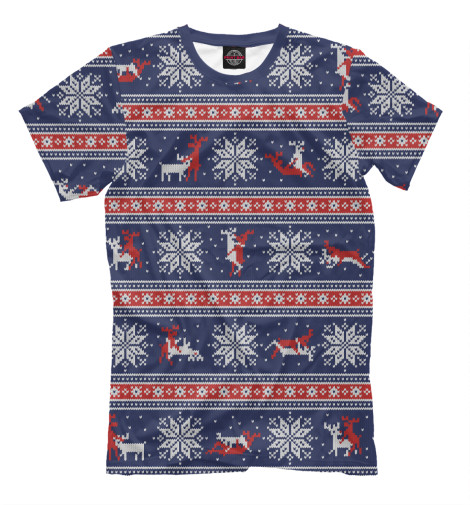 Мужская футболка Свитер с оленями XXX, Новогодние олени  - купить