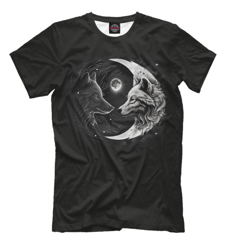 

Мужская футболка волки черный и белый