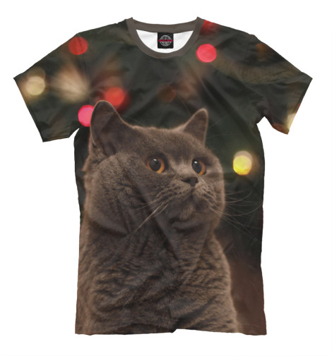 Мужская футболка Новогодний кот, Коты  - купить
