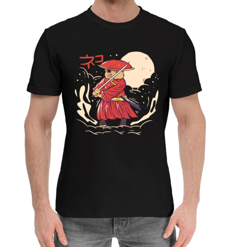 

Мужская хлопковая футболка Кот самурай