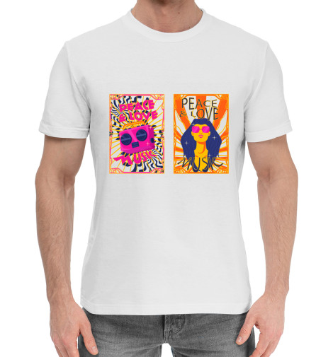 

Мужская хлопковая футболка Мир и любовь музыка