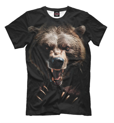 

Мужская футболка Бурый агрессивный медведь