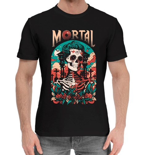 Мужская хлопковая футболка Mortal скелетон, Черепа  - купить