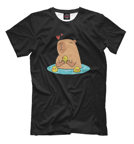 

Мужская футболка Капибара в озере с уточками