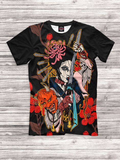 

Мужская футболка Девушка самурай