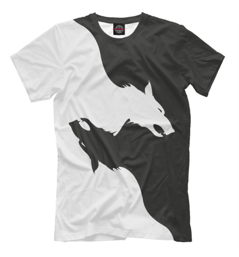 

Мужская футболка Инь ян волк