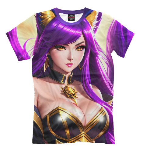 

Мужская футболка Девушка лисица с фиолетовыми волосами