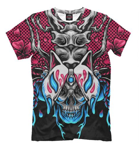 

Мужская футболка Череп в цветах