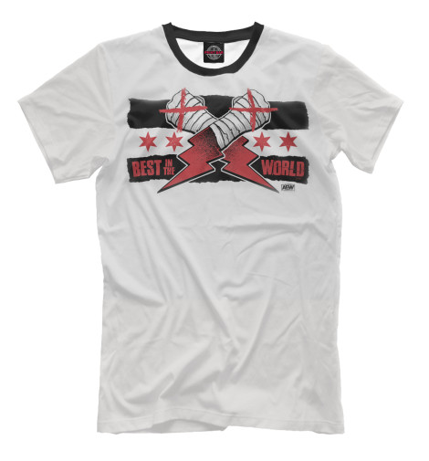 Мужская футболка CM Punk AEW black and white, Реслинг  - купить