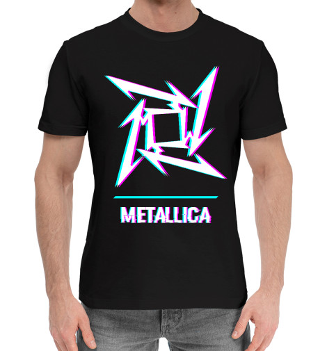 

Мужская хлопковая футболка Metallica Glitch Rock Logo