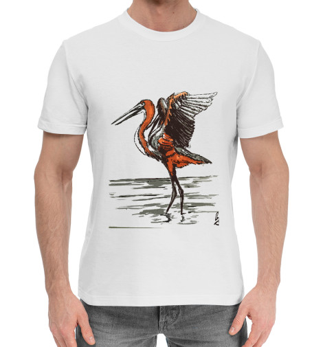 

Мужская хлопковая футболка Цапля на воде