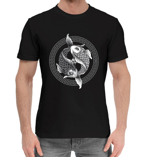 Мужская хлопковая футболка Рыбный Инь Янь, Рыбы  - купить