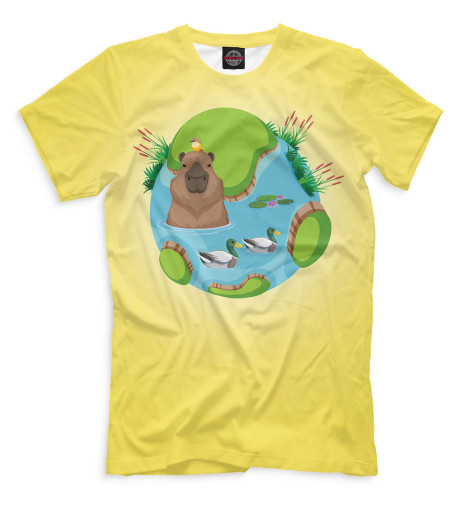 

Мужская футболка Капибара в пруде