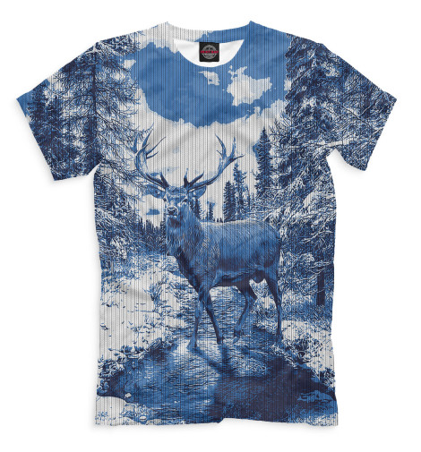 

Мужская футболка Олень на фоне зимнего леса