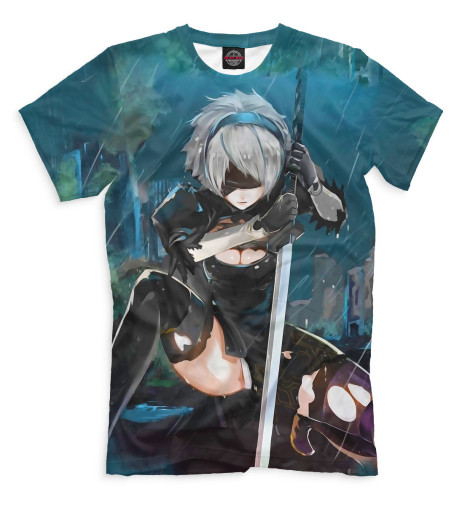 

Мужская футболка Nier Automata 2b сине-зеленый