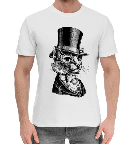 

Мужская хлопковая футболка Кот - английский джентльмен