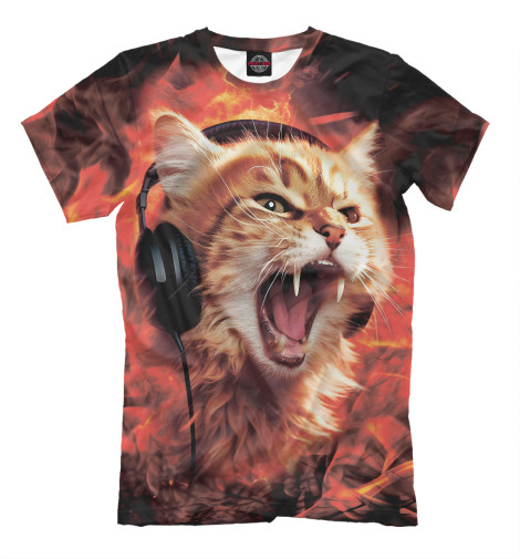 

Мужская футболка Кот пламенный меломан