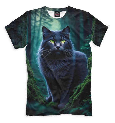 Мужская футболка Кот в лесу, Коты  - купить