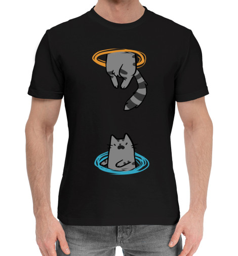 

Мужская хлопковая футболка Кот в портале