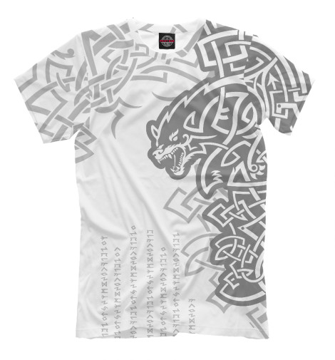 

Мужская футболка Волки-спутники Одина - светлая .