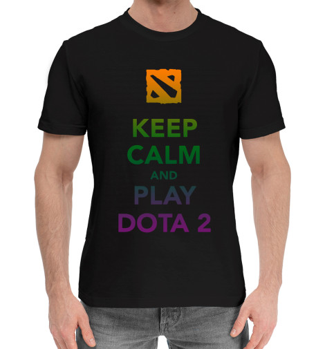 

Мужская хлопковая футболка Keep calm and play dota 2