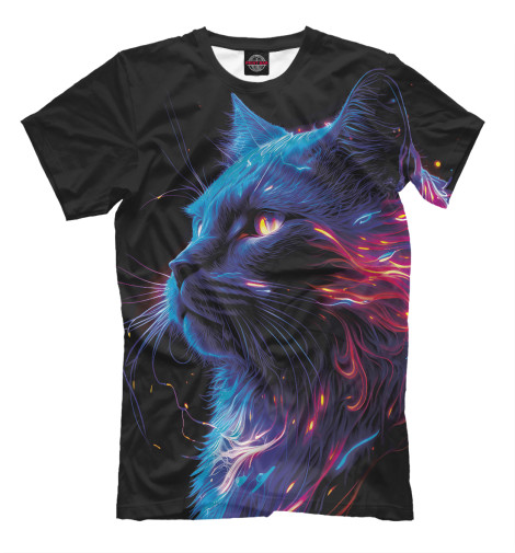 Мужская футболка Огненный кот, Коты  - купить