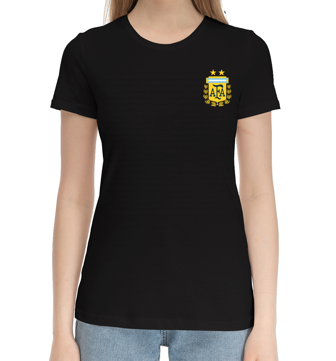 Женская Хлопковая футболка Сборная Аргентины, артикул SAN-301664-hfu-1mp