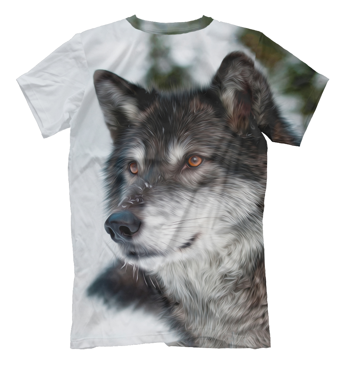 Мужская футболка с принтом Волк  - фото 2-спина