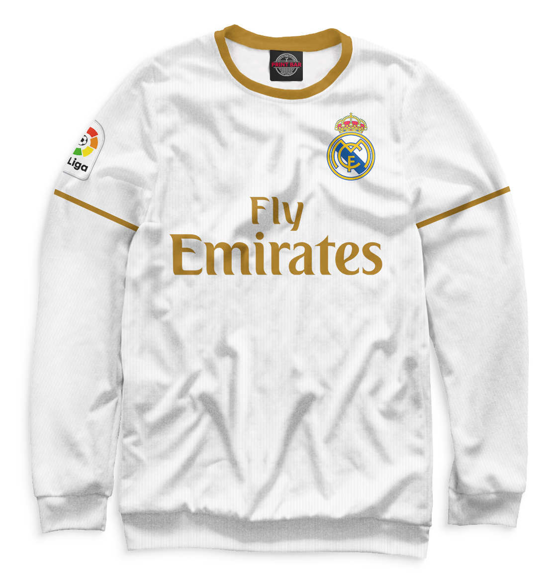 Мужской свитшот с изображением Азар Реал Мадрид форма домашняя 19/20 цвета Белый