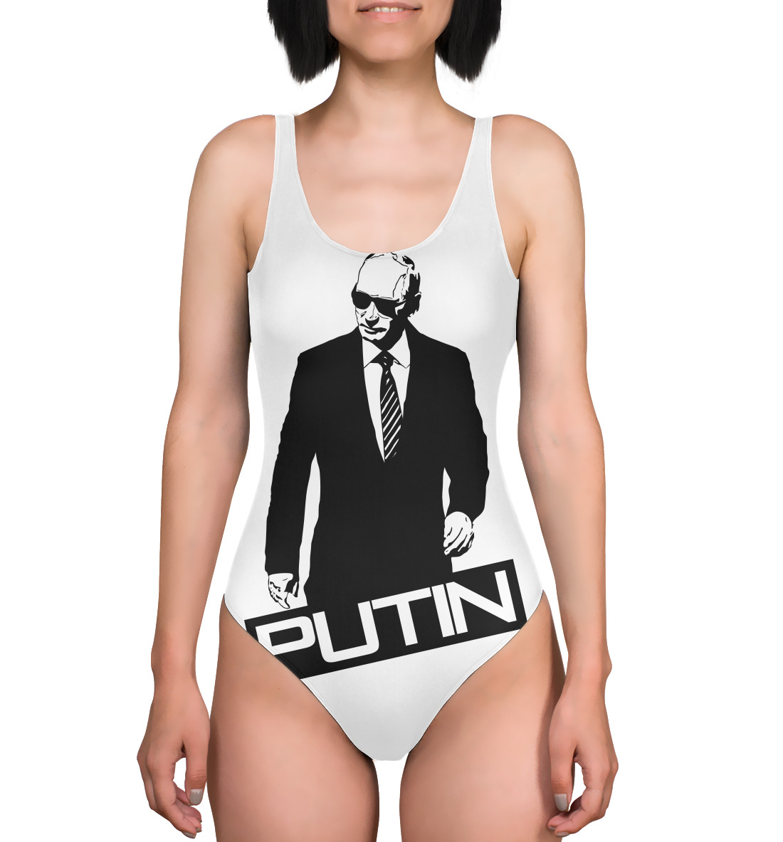 Купальник-боди с принтом Путин