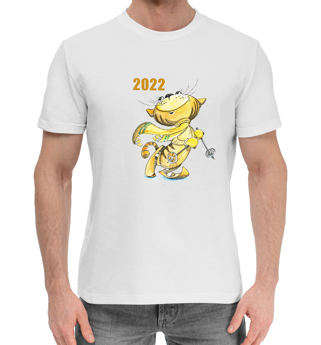 Мужская Хлопковая футболка с принтом Символ года 2022, артикул GTG-998148-hfu-2mp
