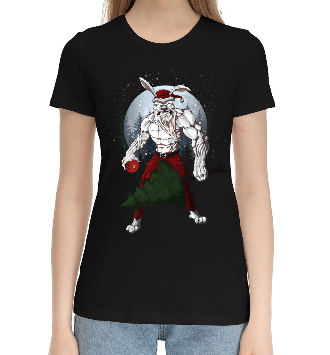 Женская Хлопковая футболка с принтом Кролик оборотень, артикул YOT-720501-hfu-1mp