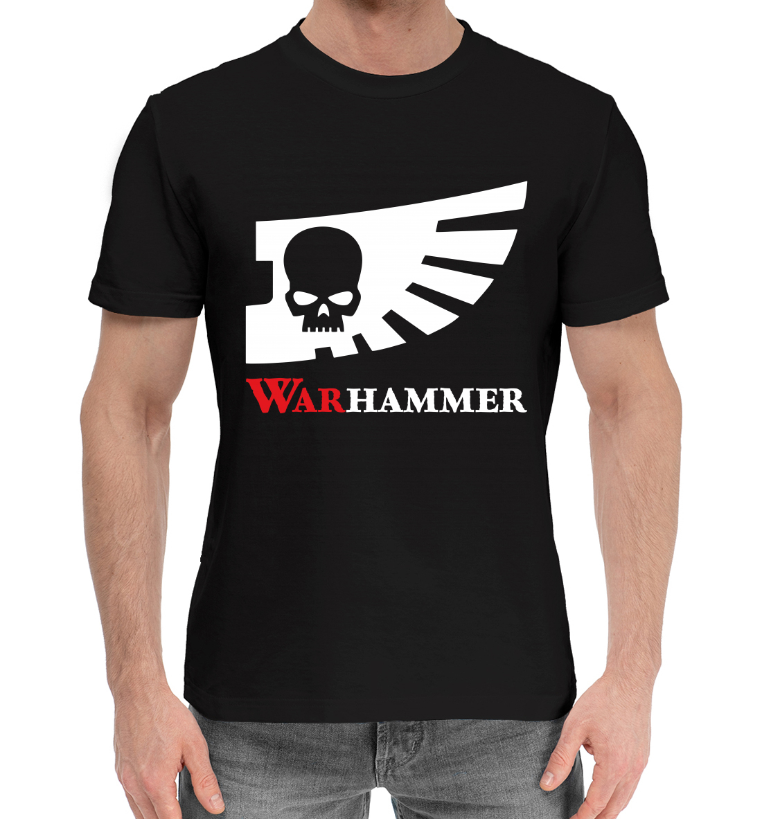 Мужская Хлопковая футболка с принтом Warhammer, артикул WHR-789781-hfu-2mp